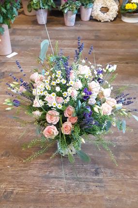 3 Strauß, Rose, Lysianthus, Lavendel, Hirtentäschel, Kamille